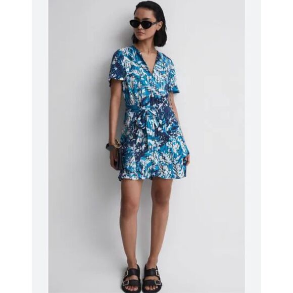 NWT Reiss Post Ditsy Print Belted Mini Dress - Picture 2 of 7